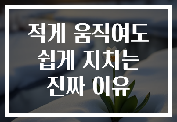 적게 움직여도 쉽게 지치는 진짜 이유