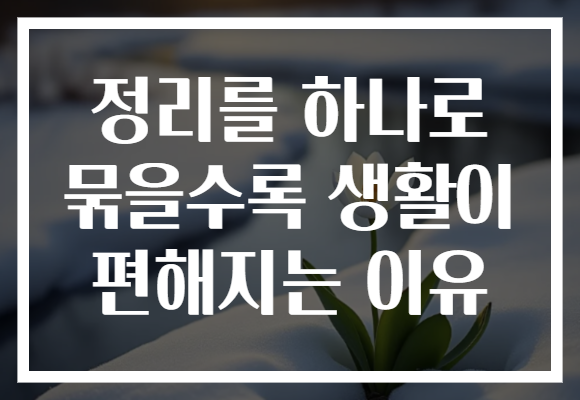 정리를 하나로 묶을수록 생활이 편해지는 이유