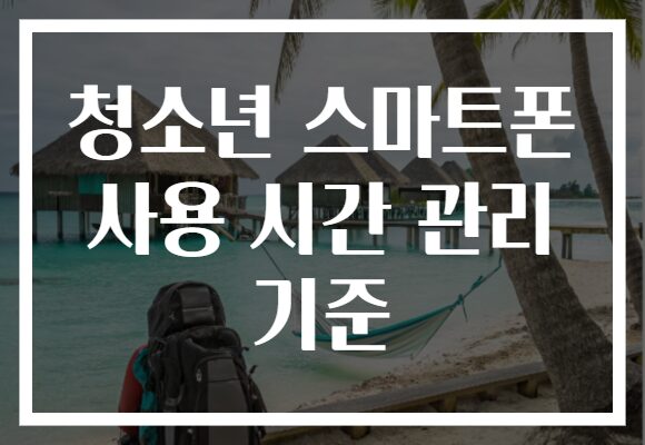 청소년 스마트폰 사용 시간 관리 기준