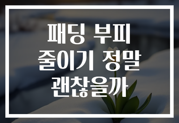 패딩 부피 줄이기 정말 괜찮을까
