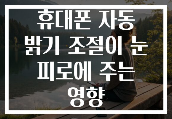 휴대폰 자동 밝기 조절이 눈 피로에 주는 영향
