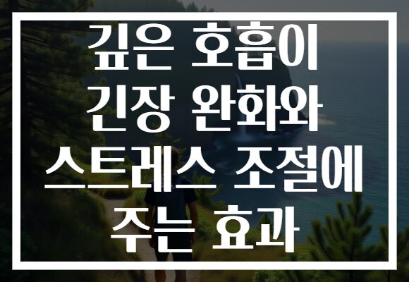 깊은 호흡이 긴장 완화와 스트레스 조절에 주는 효과 깊은 호흡이 긴장 완화와 스트레스 조절에 주는 효과