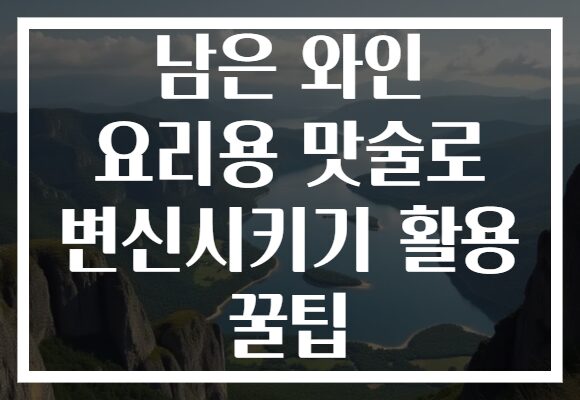 남은 와인 요리용 맛술로 변신시키기 활용 꿀팁