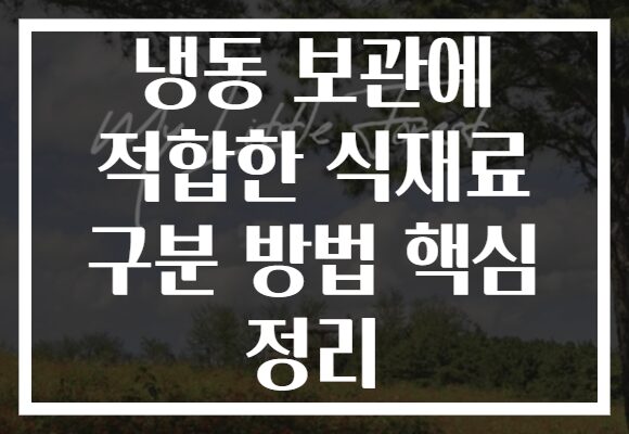 냉동 보관에 적합한 식재료 구분 방법 핵심 정리