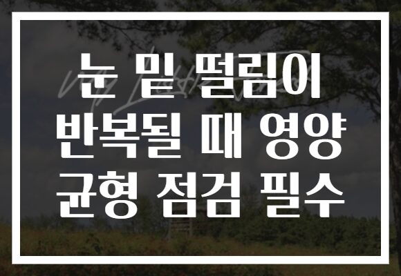 눈 밑 떨림이 반복될 때 영양 균형 점검 필수 눈 밑 떨림이 반복될 때 영양 균형 점검 필수