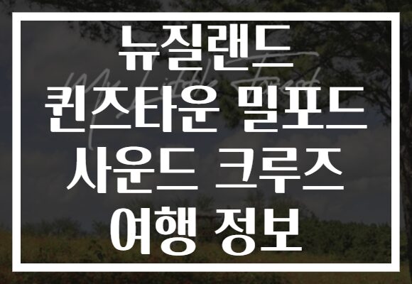 뉴질랜드 퀸즈타운 밀포드 사운드 크루즈 여행 정보