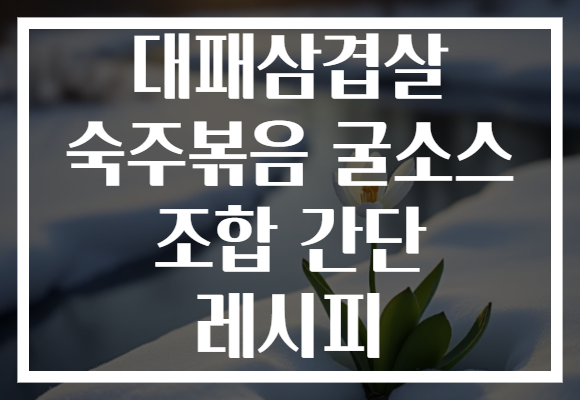 대패삼겹살 숙주볶음 굴소스 조합 간단 레시피