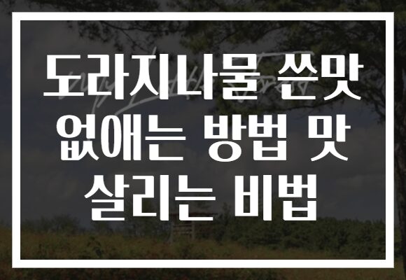 도라지나물 쓴맛 없애는 방법 맛 살리는 비법