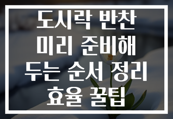 도시락 반찬 미리 준비해 두는 순서 정리 효율 꿀팁