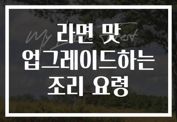 라면 맛 업그레이드하는 조리 요령 라면 맛 업그레이드하는 조리 요령