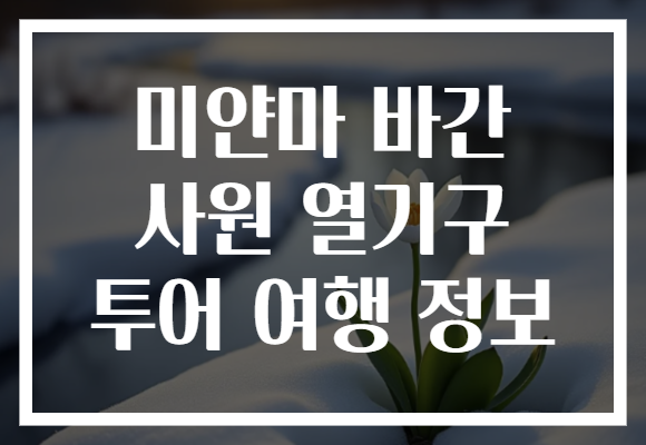 미얀마 바간 사원 열기구 투어 여행 정보