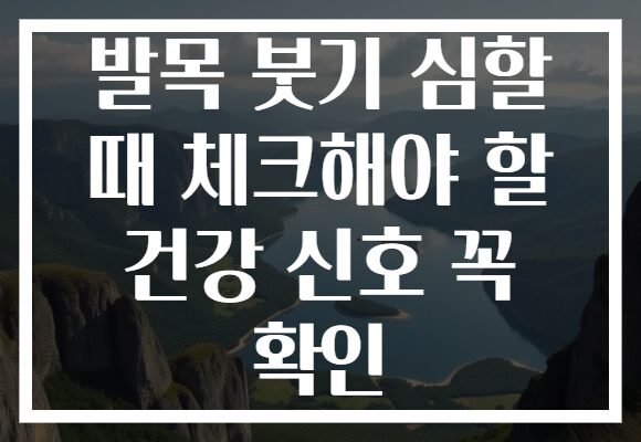 발목 붓기 심할 때 체크해야 할 건강 신호 꼭 확인 발목 붓기 심할 때 체크해야 할 건강 신호 꼭 확인