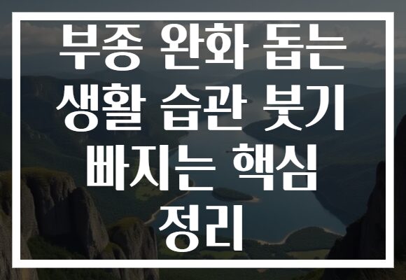 부종 완화 돕는 생활 습관 붓기 빠지는 핵심 정리