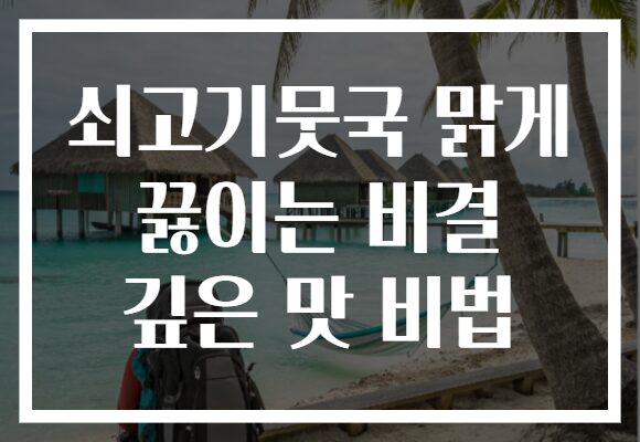 쇠고기뭇국 맑게 끓이는 비결 깊은 맛 비법