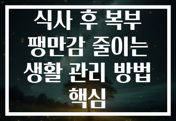 식사 후 복부 팽만감 줄이는 생활 관리 방법 핵심 식사 후 복부 팽만감 줄이는 생활 관리 방법 핵심