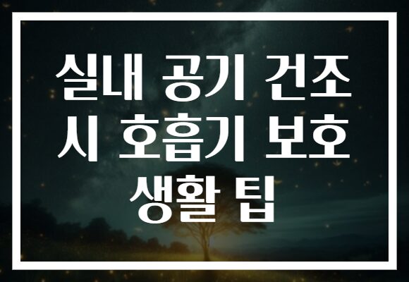 실내 공기 건조 시 호흡기 보호 생활 팁