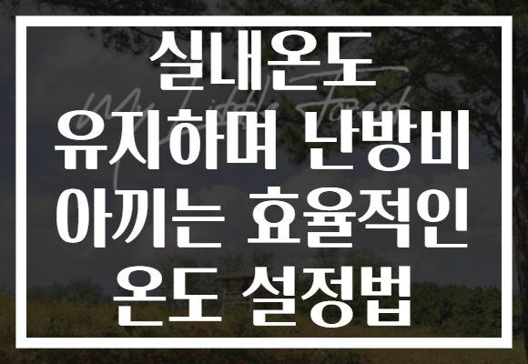 실내온도 유지하며 난방비 아끼는 효율적인 온도 설정법