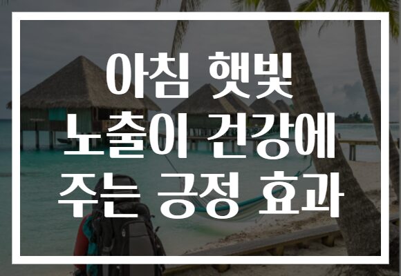 아침 햇빛 노출이 건강에 주는 긍정 효과