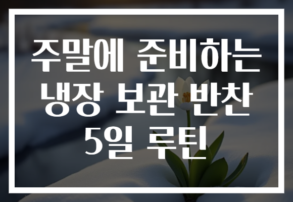 주말에 준비하는 냉장 보관 반찬 5일 루틴