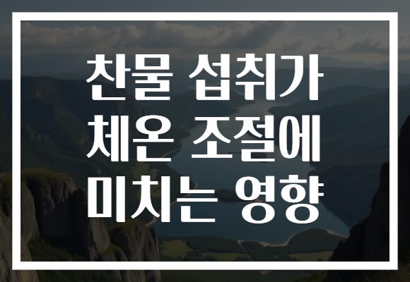 찬물 섭취가 체온 조절에 미치는 영향 찬물 섭취가 체온 조절에 미치는 영향