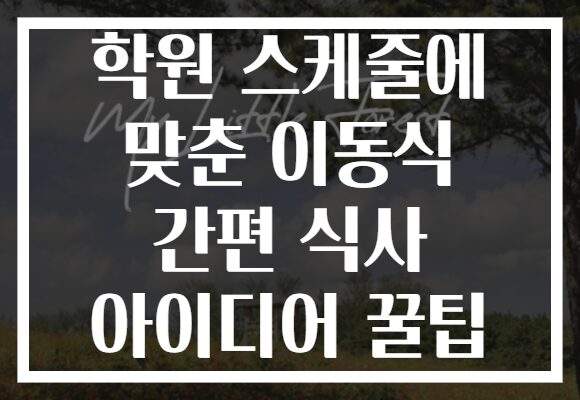 학원 스케줄에 맞춘 이동식 간편 식사 아이디어 꿀팁 학원 스케줄에 맞춘 이동식 간편 식사 아이디어 꿀팁