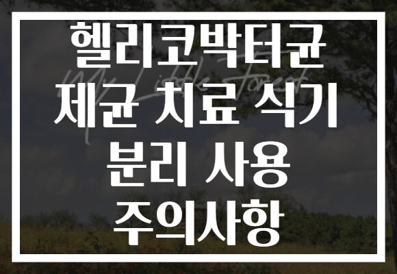 헬리코박터균 제균 치료 식기 분리 사용 주의사항