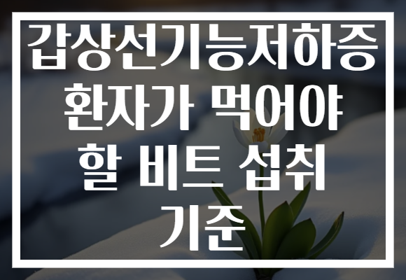 갑상선기능저하증 환자가 먹어야 할 비트 섭취 기준