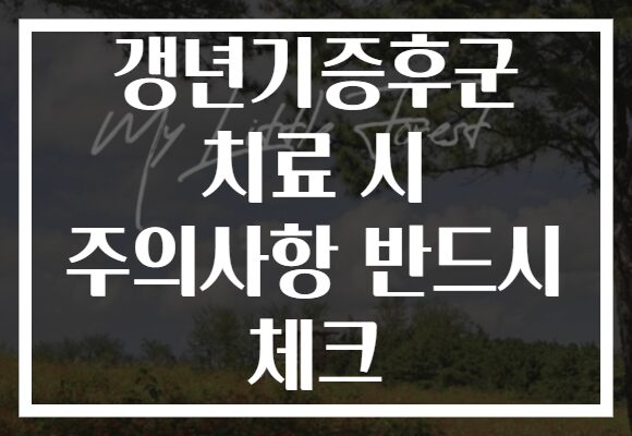 갱년기증후군 치료 시 주의사항 반드시 체크
