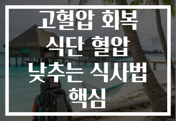 고혈압 회복 식단 혈압 낮추는 식사법 핵심