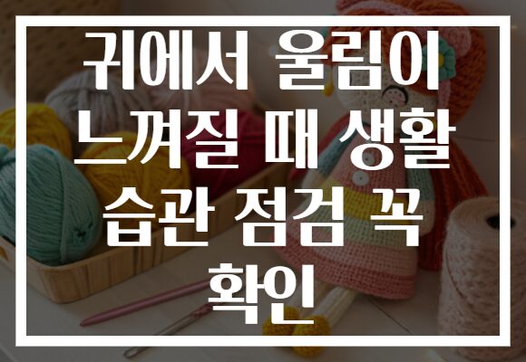 귀에서 울림이 느껴질 때 생활 습관 점검 꼭 확인 귀에서 울림이 느껴질 때 생활 습관 점검 꼭 확인