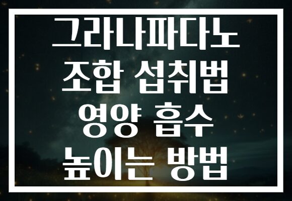 그라나파다노 조합 섭취법 영양 흡수 높이는 방법