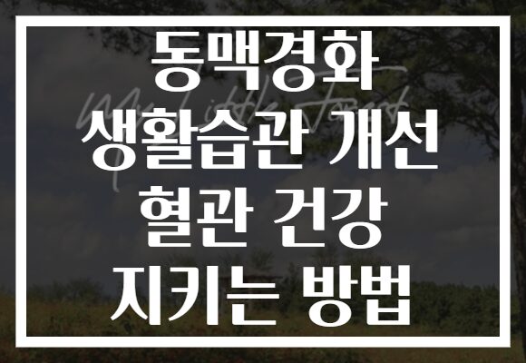 동맥경화 생활습관 개선 혈관 건강 지키는 방법