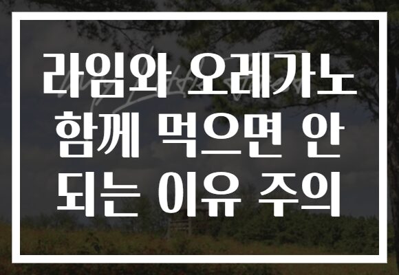 라임와 오레가노 함께 먹으면 안 되는 이유 주의
