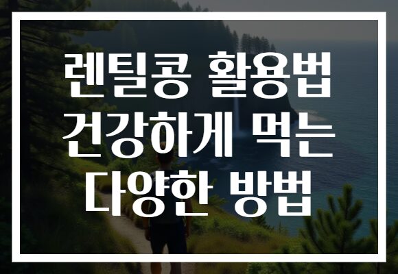 렌틸콩 활용법 건강하게 먹는 다양한 방법