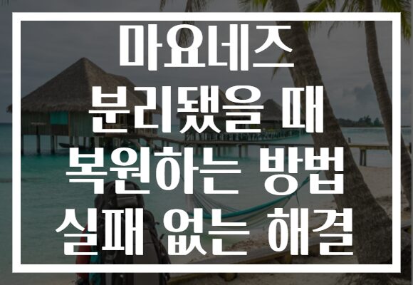 마요네즈 분리됐을 때 복원하는 방법 실패 없는 해결 마요네즈 분리됐을 때 복원하는 방법 실패 없는 해결