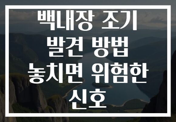 백내장 조기 발견 방법 놓치면 위험한 신호