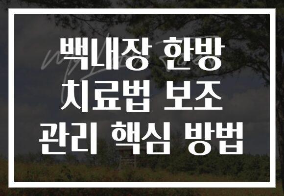 백내장 한방 치료법 보조 관리 핵심 방법