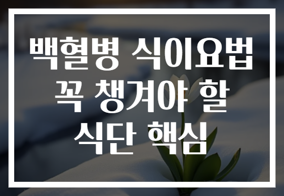 백혈병 식이요법 꼭 챙겨야 할 식단 핵심