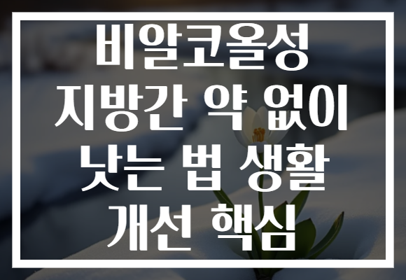 비알코올성 지방간 약 없이 낫는 법 생활 개선 핵심