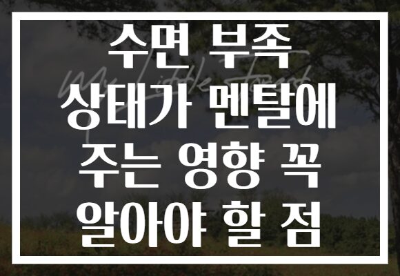 수면 부족 상태가 멘탈에 주는 영향 꼭 알아야 할 점 수면 부족 상태가 멘탈에 주는 영향 꼭 알아야 할 점