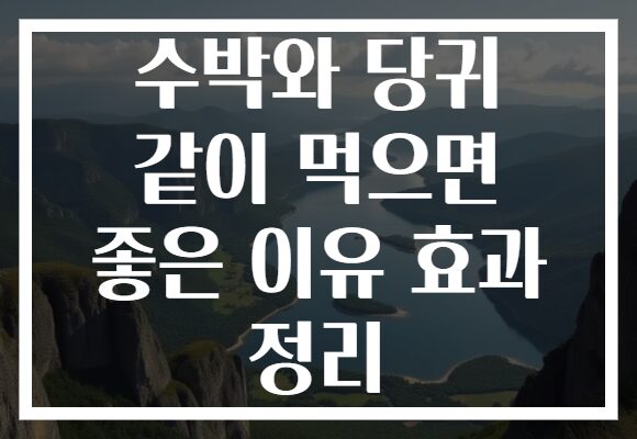 수박와 당귀 같이 먹으면 좋은 이유 효과 정리