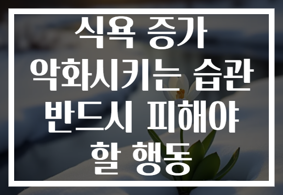 식욕 증가 악화시키는 습관 반드시 피해야 할 행동