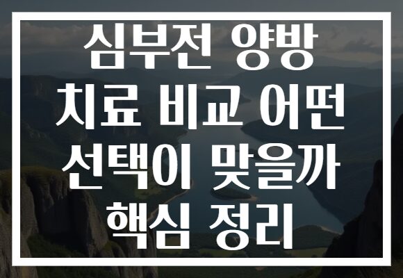 심부전 양방 치료 비교 어떤 선택이 맞을까 핵심 정리 심부전 양방 치료 비교 어떤 선택이 맞을까 핵심 정리