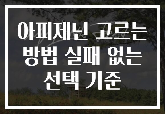 아피제닌 고르는 방법 실패 없는 선택 기준