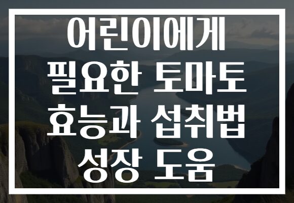 어린이에게 필요한 토마토 효능과 섭취법 성장 도움