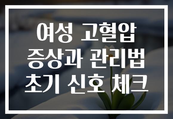 여성 고혈압 증상과 관리법 초기 신호 체크 여성 고혈압 증상과 관리법 초기 신호 체크