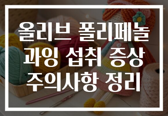 올리브 폴리페놀 과잉 섭취 증상 주의사항 정리