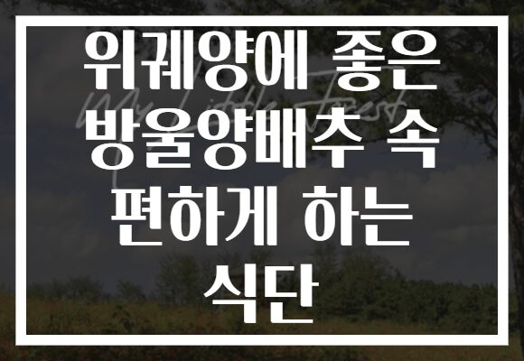 위궤양에 좋은 방울양배추 속 편하게 하는 식단