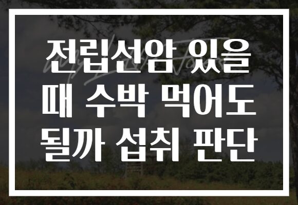 전립선암 있을 때 수박 먹어도 될까 섭취 판단 전립선암 있을 때 수박 먹어도 될까 섭취 판단