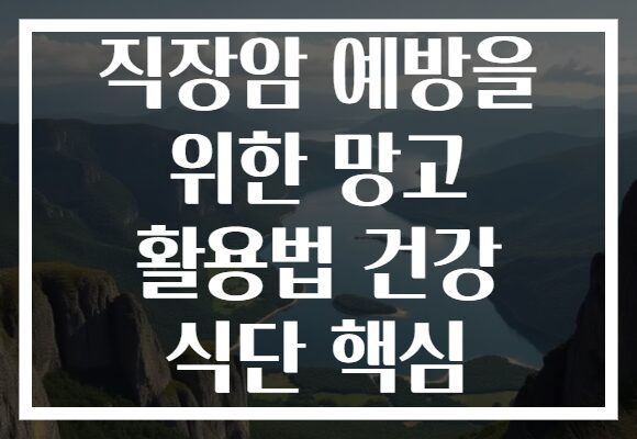 직장암 예방을 위한 망고 활용법 건강 식단 핵심
